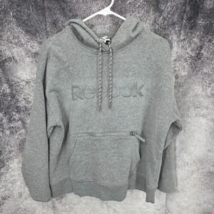 Reebok Hoodie Women's Medium Gray Hooded Sweatshirt‎  Kangaroo Pouch Pockets